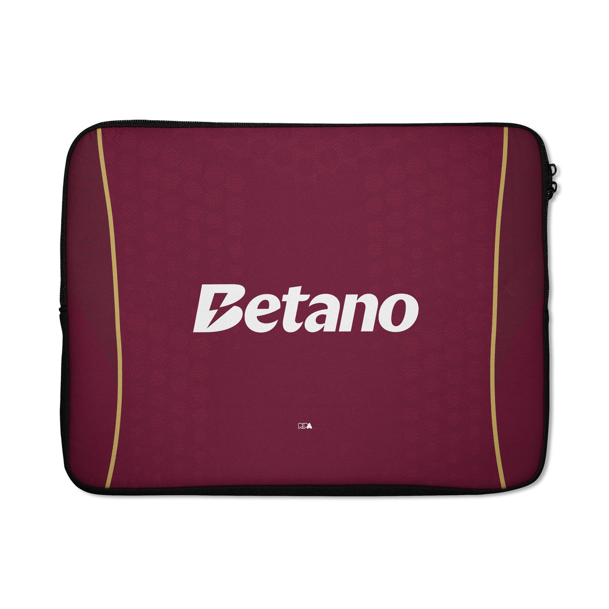 Laptop sleeve with the Aston Villa 2025-26 Home football shirt design by RIPA Football