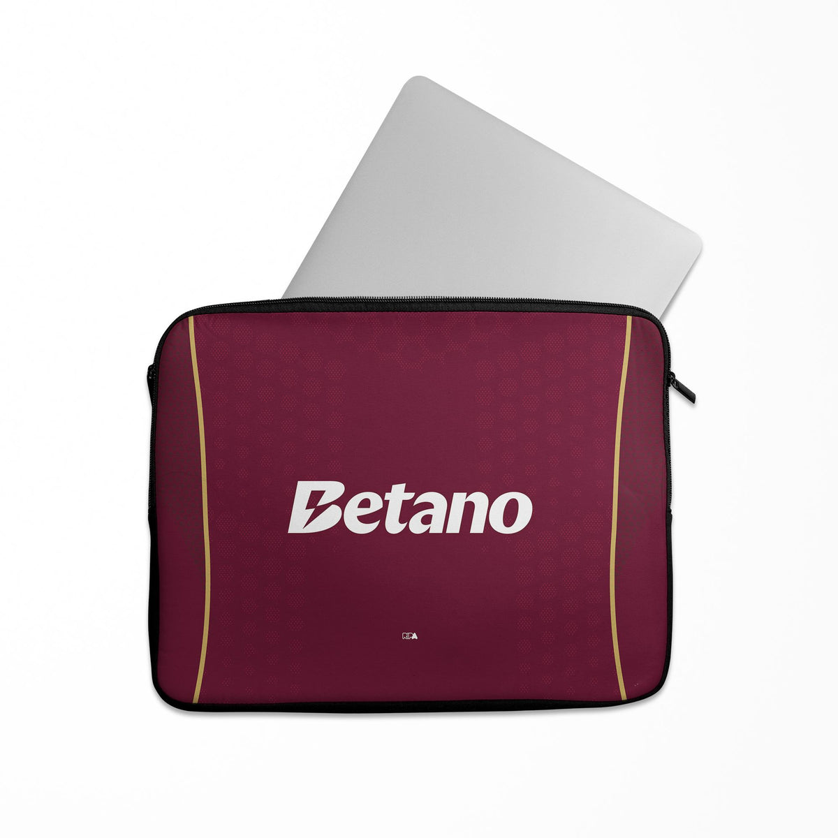 Laptop sleeve with the Aston Villa 2025-26 Home football shirt design by RIPA Football