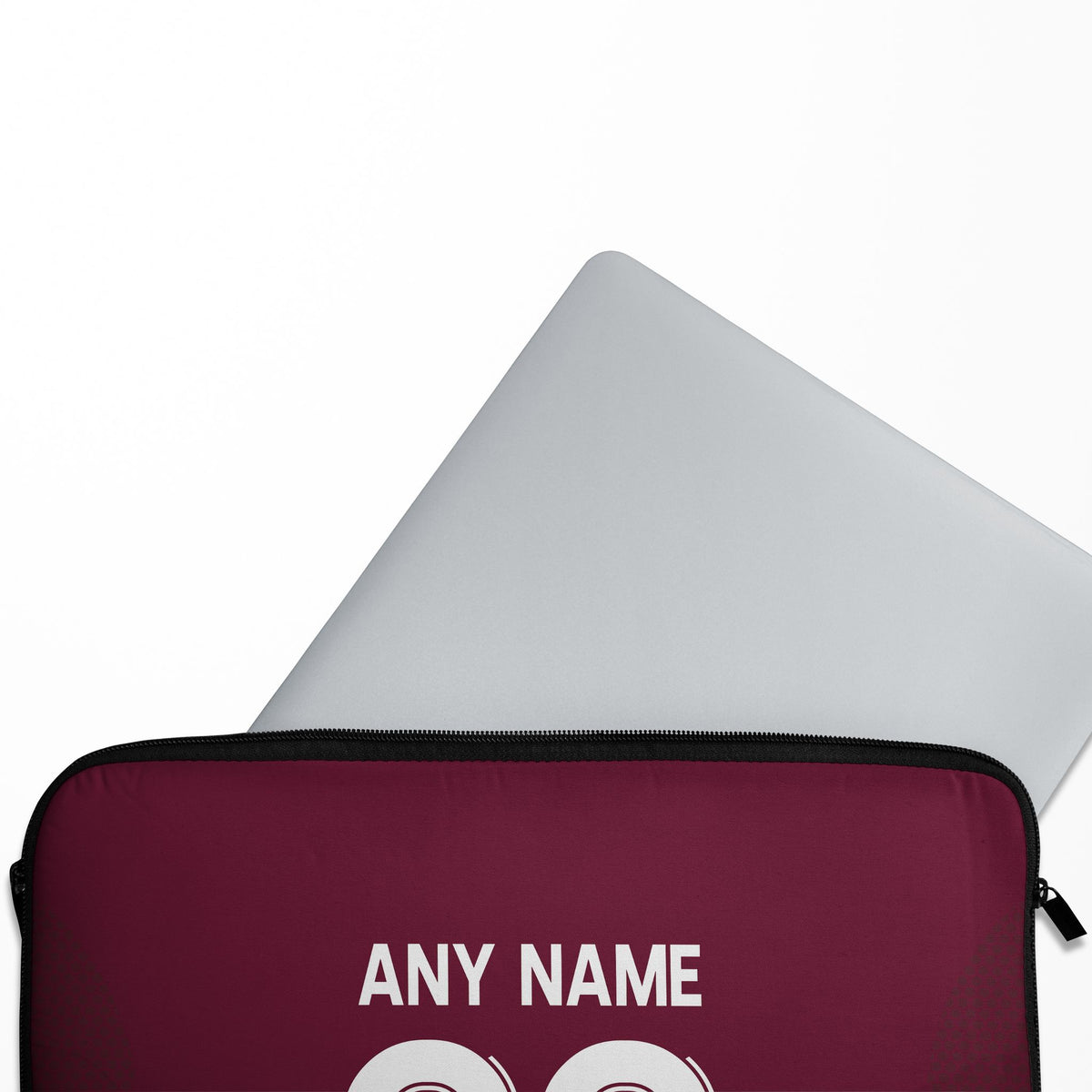 Laptop sleeve with the Aston Villa 2025-26 Home football shirt design by RIPA Football