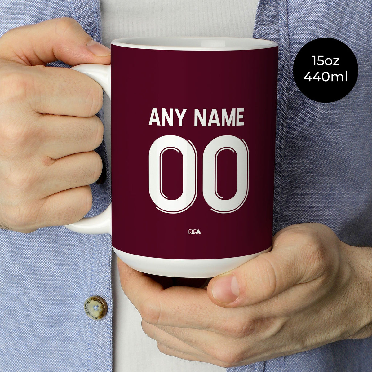 Mug with the Aston Villa 2025-26 Home football shirt design by RIPA Football