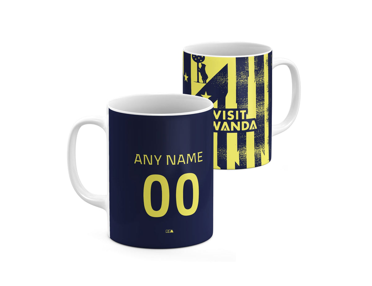 Mug with the Atlético Madrid 2025-26 Prematch football shirt design by RIPA Football