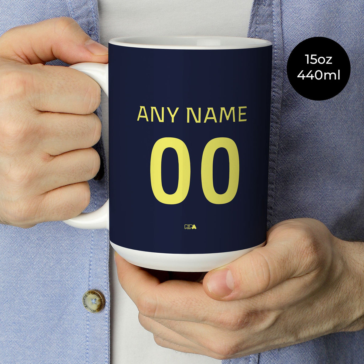 Mug with the Atlético Madrid 2025-26 Prematch football shirt design by RIPA Football
