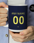 Mug with the Atlético Madrid 2025-26 Prematch football shirt design by RIPA Football