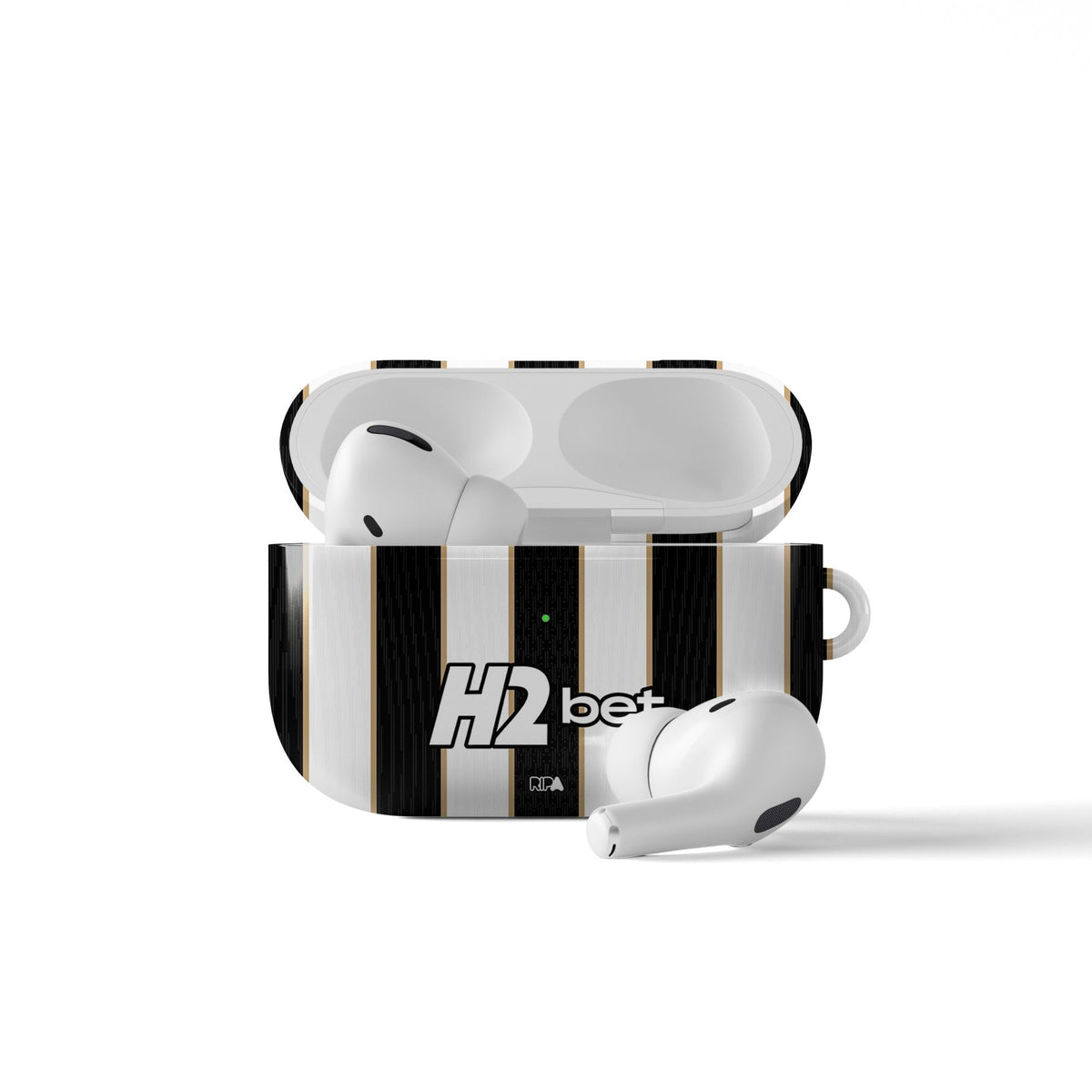 AirPods case with the Atlético Mineiro 2026 Home football shirt design by RIPA Football