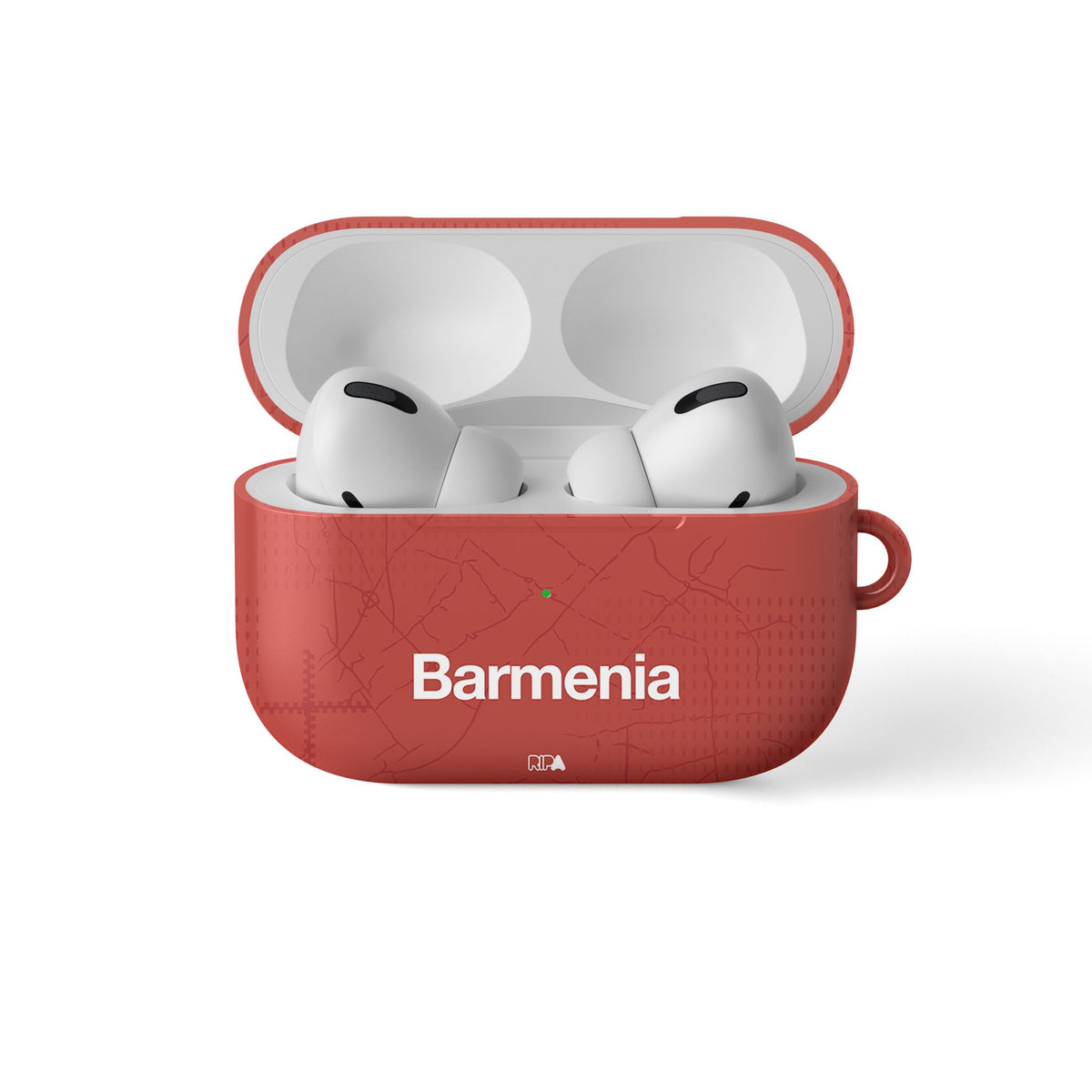 AirPods case with the Bayer 04 Leverkusen 2024-25 Home football shirt design by RIPA Football