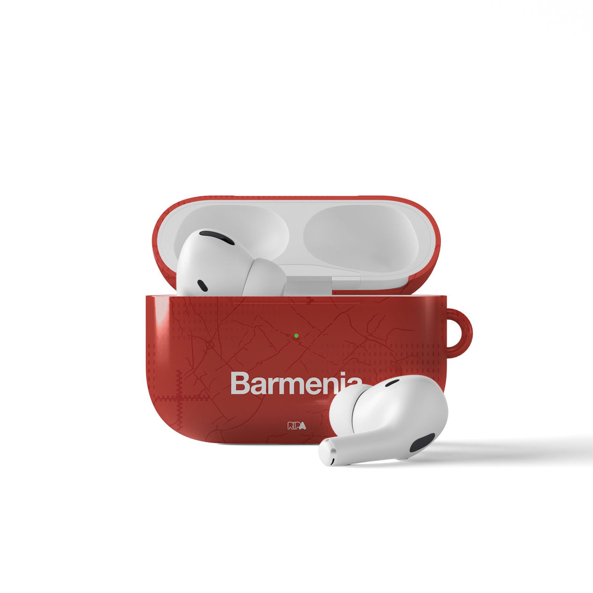 AirPods case with the Bayer 04 Leverkusen 2024-25 Home football shirt design by RIPA Football