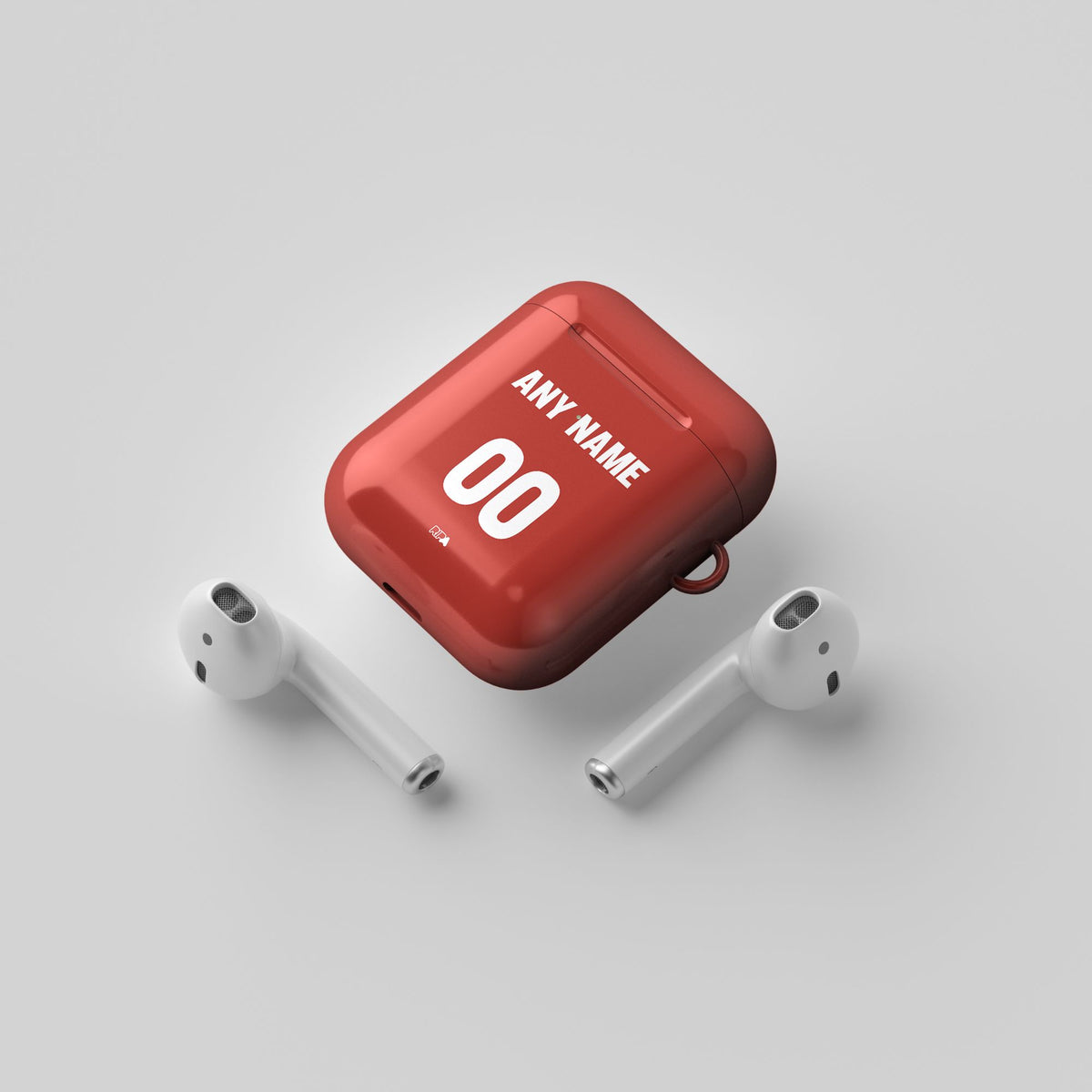 AirPods case with the Bayer 04 Leverkusen 2024-25 Home football shirt design by RIPA Football