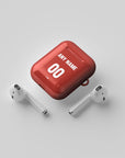 AirPods case with the Bayer 04 Leverkusen 2024-25 Home football shirt design by RIPA Football