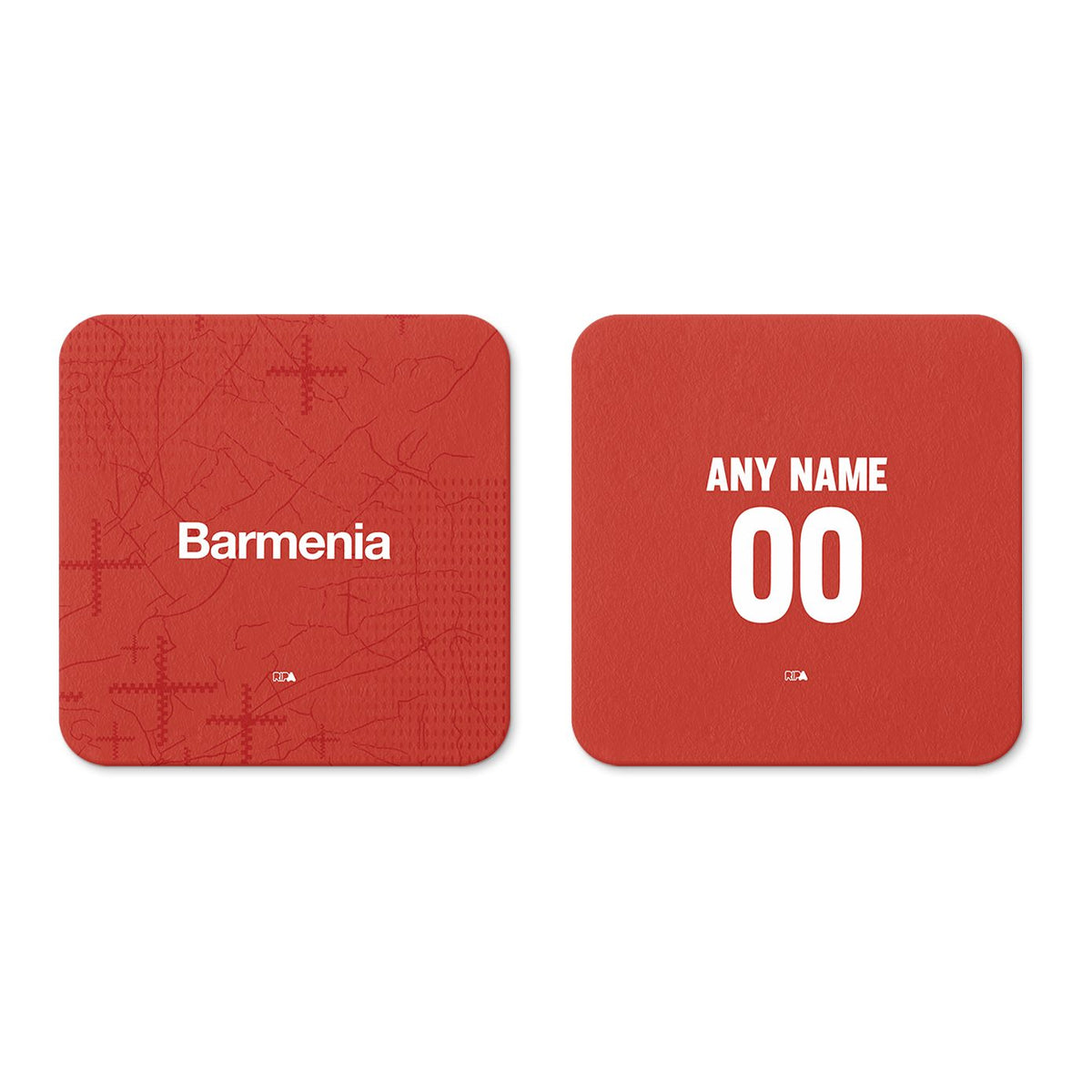 Coaster with the Bayer 04 Leverkusen 2024-25 Home football shirt design by RIPA Football