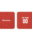 Coaster with the Bayer 04 Leverkusen 2024-25 Home football shirt design by RIPA Football