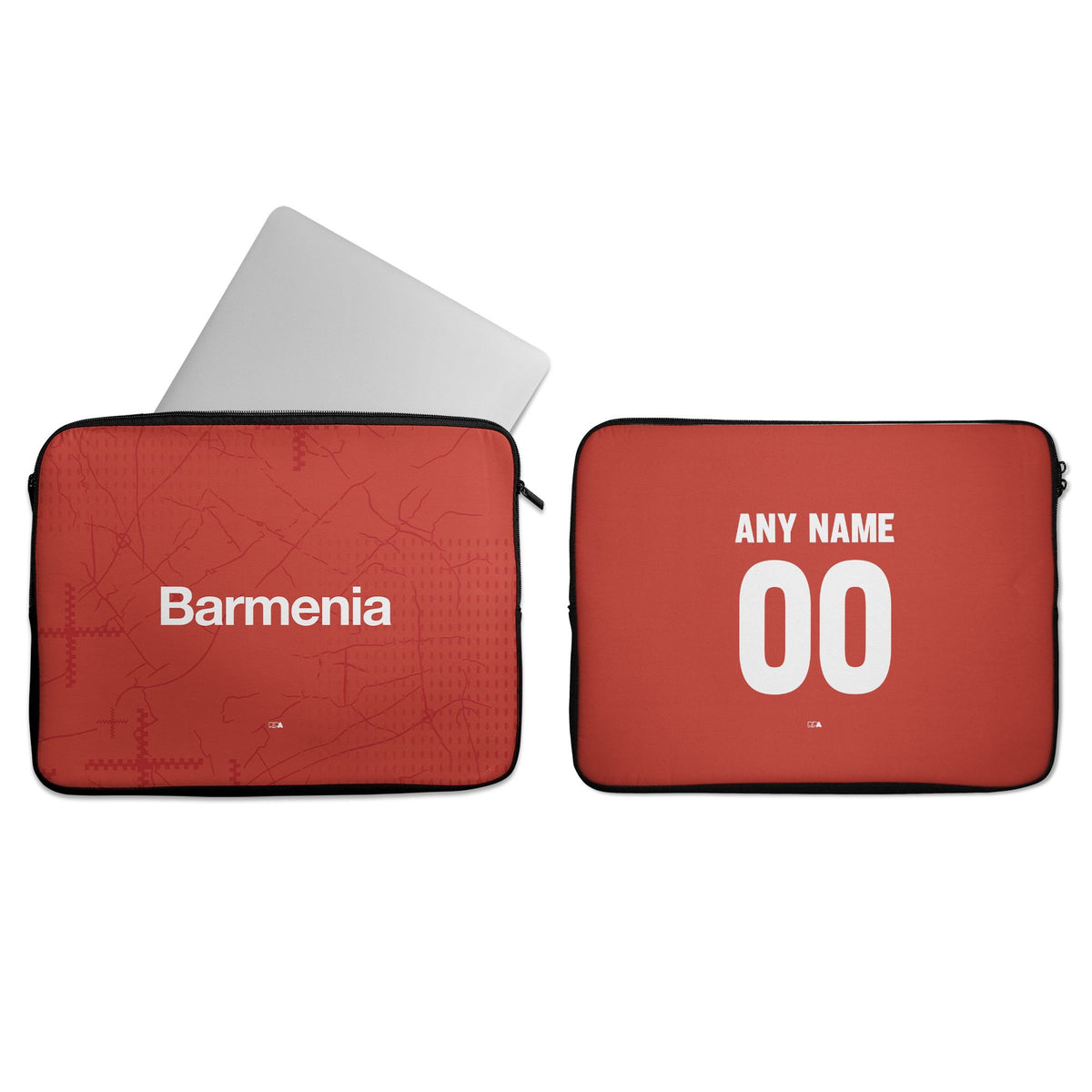 Laptop sleeve with the Bayer 04 Leverkusen 2024-25 Home football shirt design by RIPA Football