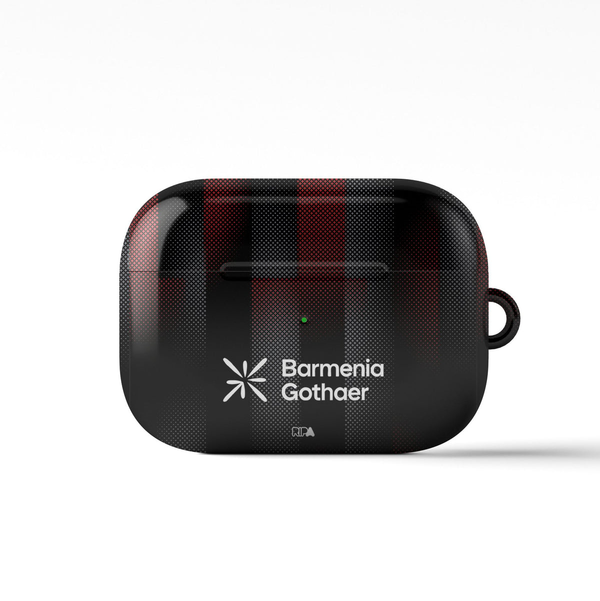 AirPods case with the Bayer 04 Leverkusen 2025-26 Home football shirt design by RIPA Football