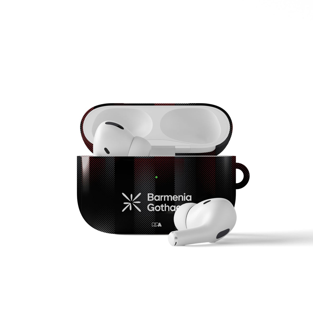 AirPods case with the Bayer 04 Leverkusen 2025-26 Home football shirt design by RIPA Football