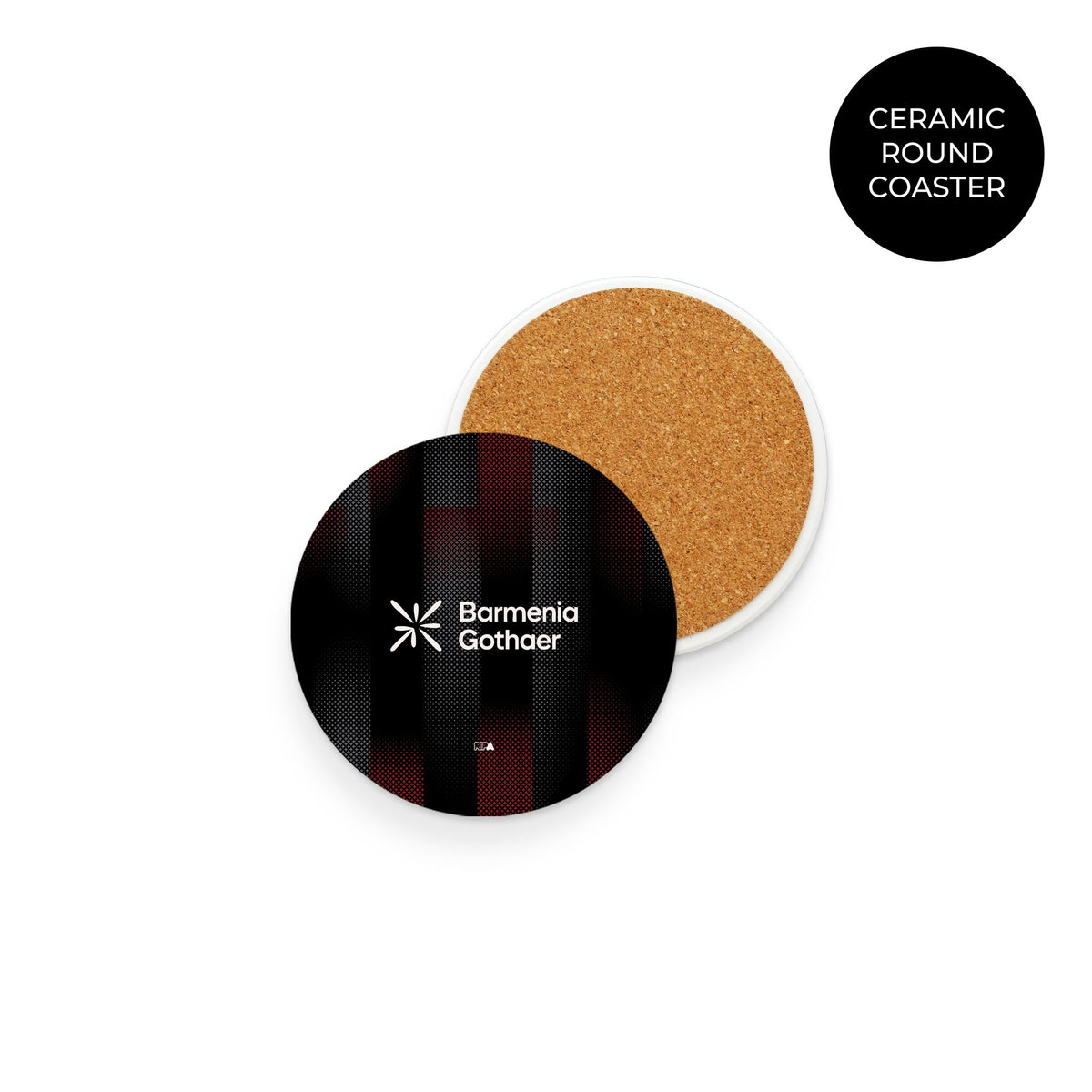 Coaster with the Bayer 04 Leverkusen 2025-26 Home football shirt design by RIPA Football