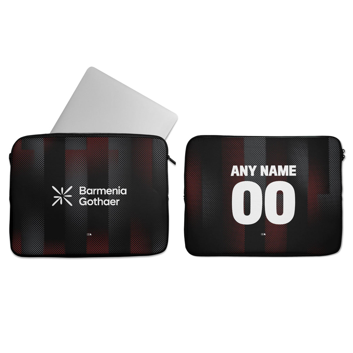 Laptop sleeve with the Bayer 04 Leverkusen 2025-26 Home football shirt design by RIPA Football