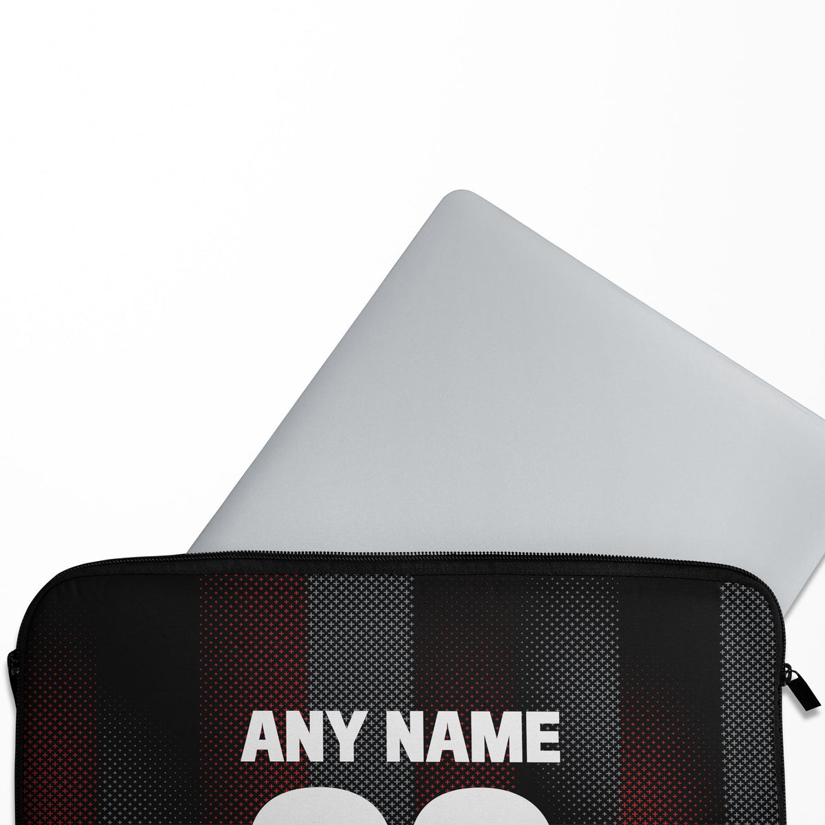 Laptop sleeve with the Bayer 04 Leverkusen 2025-26 Home football shirt design by RIPA Football