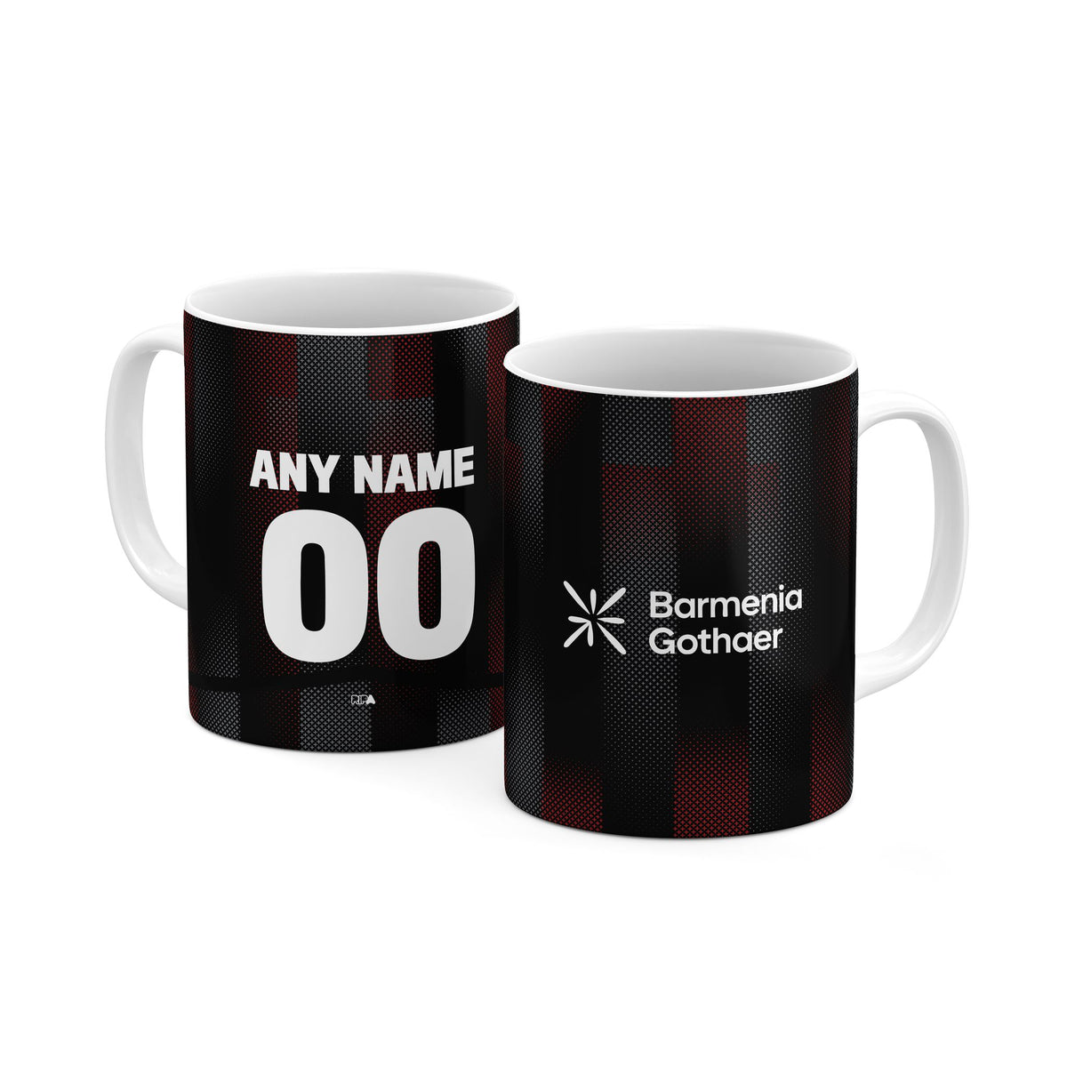 Mug with the Bayer 04 Leverkusen 2025-26 Home football shirt design by RIPA Football