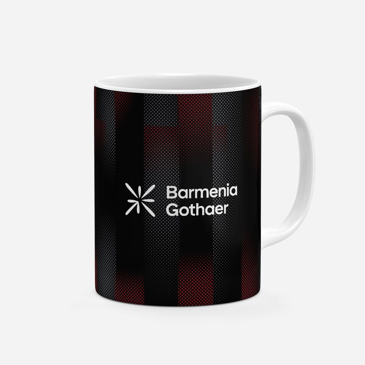 Mug with the Bayer 04 Leverkusen 2025-26 Home football shirt design by RIPA Football