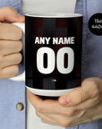 Mug with the Bayer 04 Leverkusen 2025-26 Home football shirt design by RIPA Football