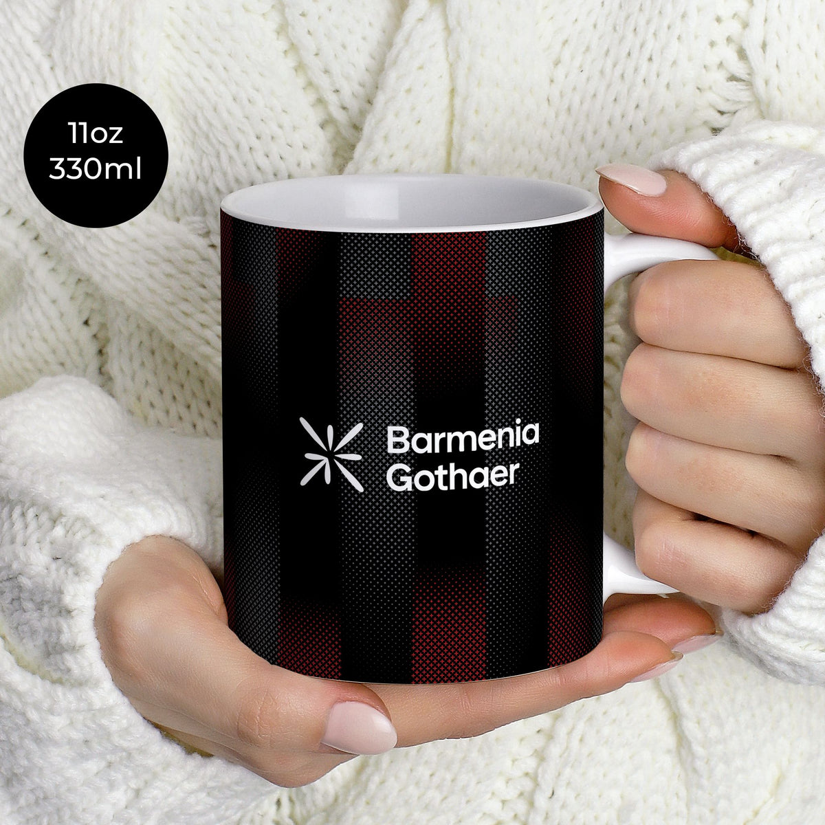 Mug with the Bayer 04 Leverkusen 2025-26 Home football shirt design by RIPA Football