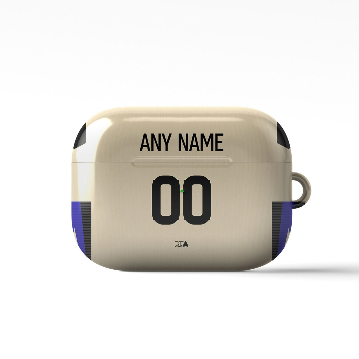 AirPods case with the Barcelona 2025-26 Away football shirt design by RIPA Football