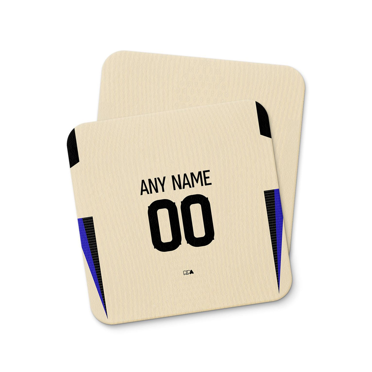 Coaster with the Barcelona 2025-26 Away football shirt design by RIPA Football