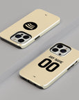 Phone case with the Barcelona 2025-26 Away football shirt design by RIPA Football
