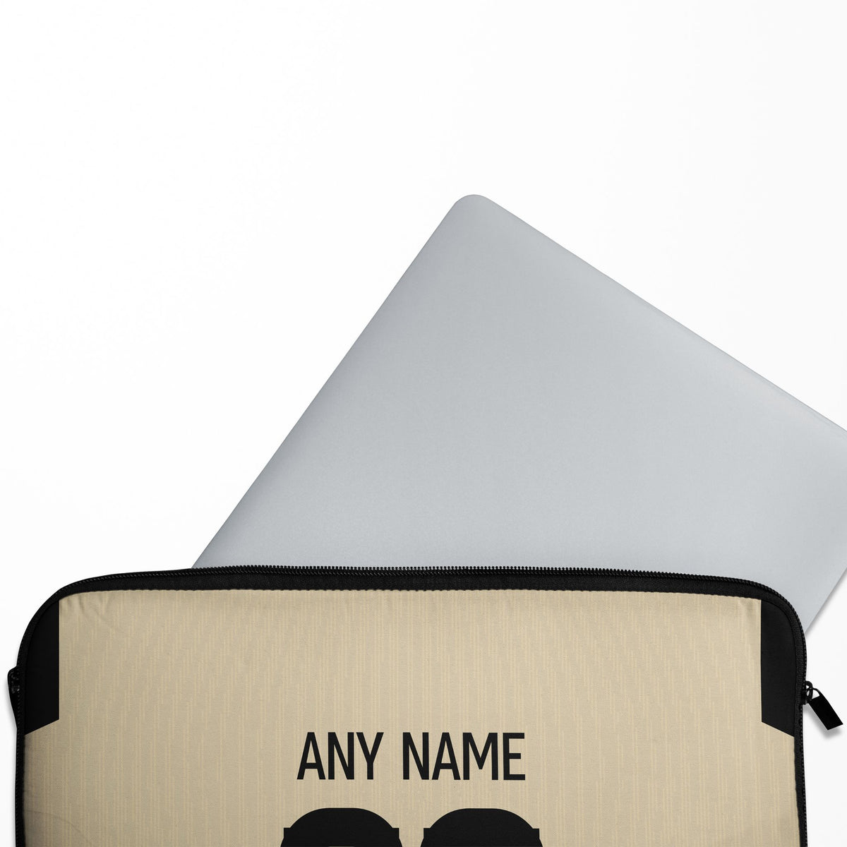 Laptop sleeve with the Barcelona 2025-26 Away football shirt design by RIPA Football