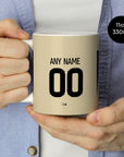 Mug with the Barcelona 2025-26 Away football shirt design by RIPA Football