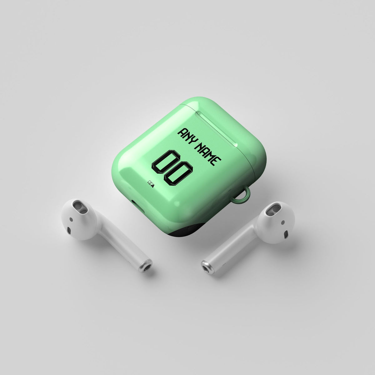 AirPods case with the Bayern Munich 2025-26 Goalkeeper football shirt design by RIPA Football
