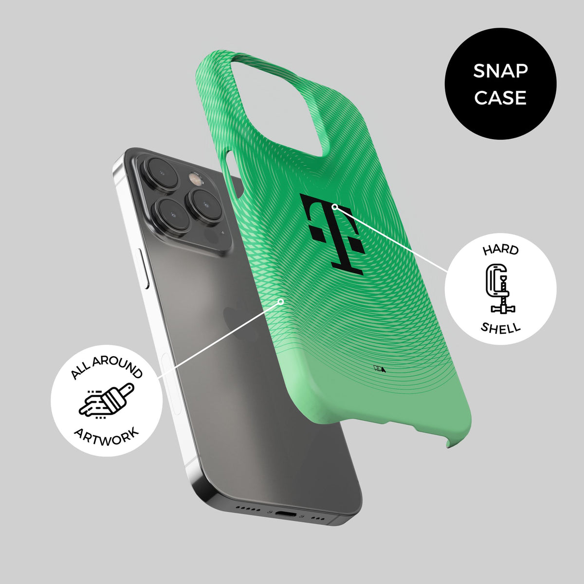 Phone case with the Bayern Munich 2025-26 Goalkeeper football shirt design by RIPA Football