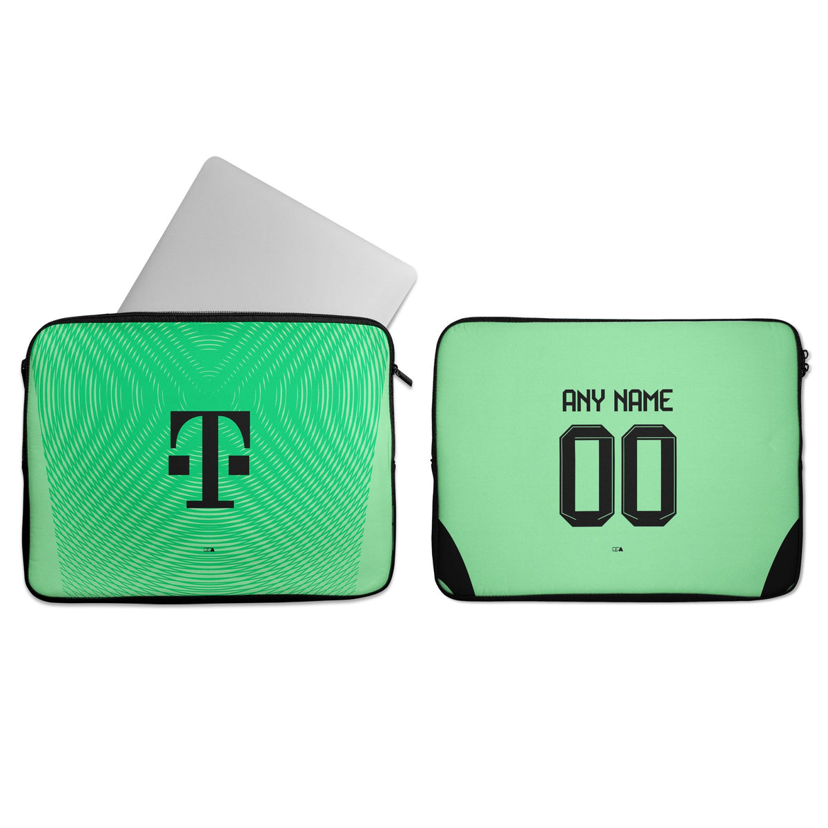 Laptop sleeve with the Bayern Munich 2025-26 Goalkeeper football shirt design by RIPA Football