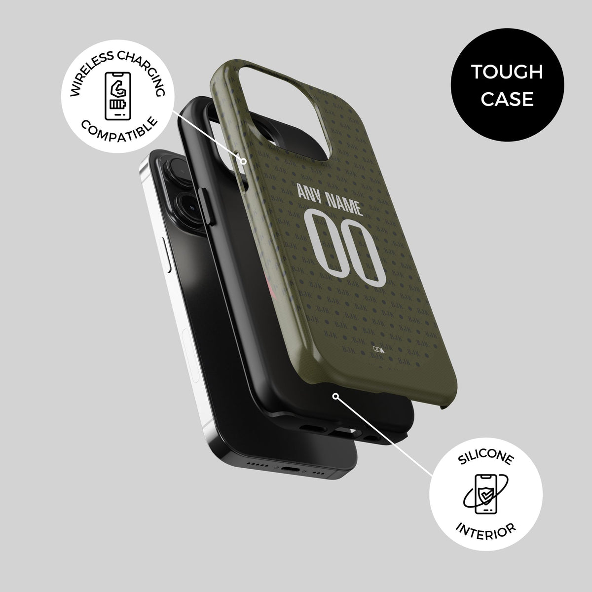 Phone case with the Besiktas 2024-25 Fourth football shirt design by RIPA Football