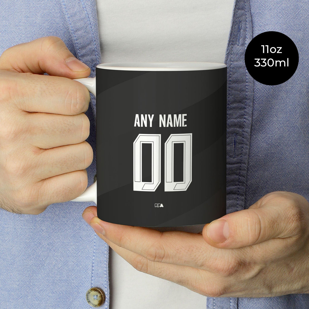 Mug with the Borussia Dortmund 2024-25 Away football shirt design by RIPA Football
