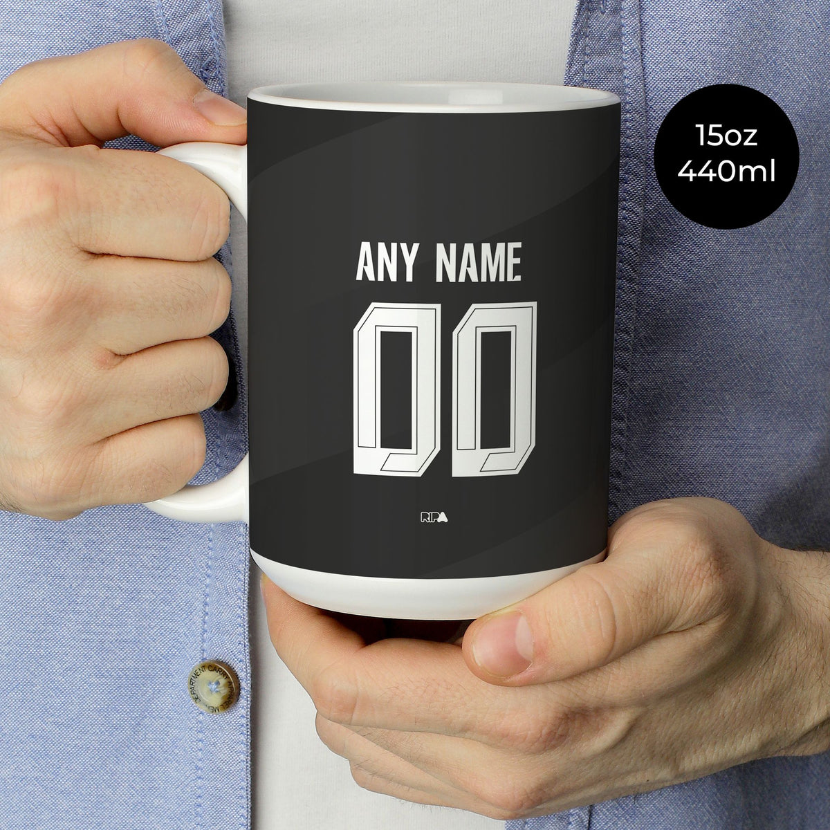 Mug with the Borussia Dortmund 2024-25 Away football shirt design by RIPA Football
