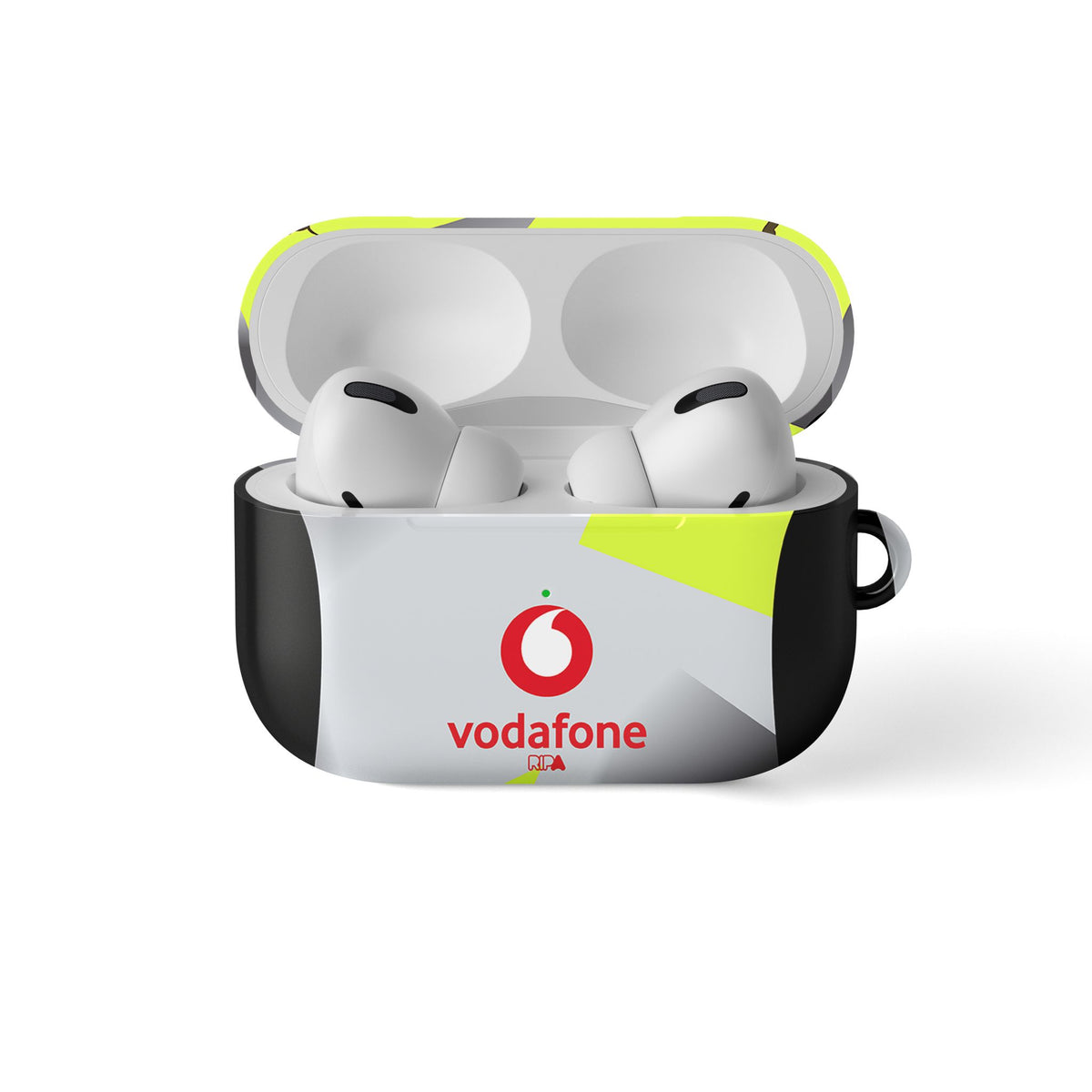 AirPods case with the Borussia Dortmund 2025-26 Away football shirt design by RIPA Football