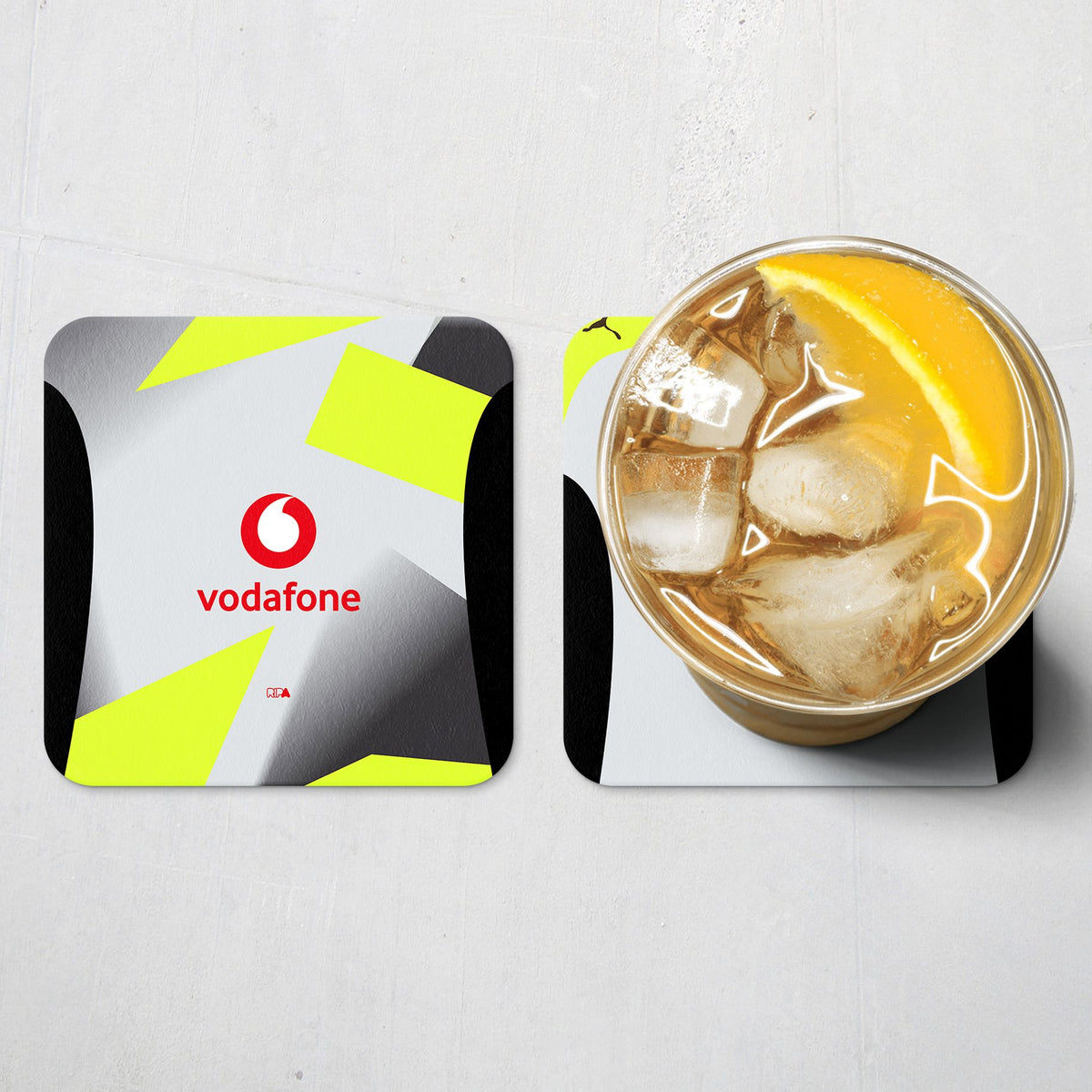 Coaster with the Borussia Dortmund 2025-26 Away football shirt design by RIPA Football