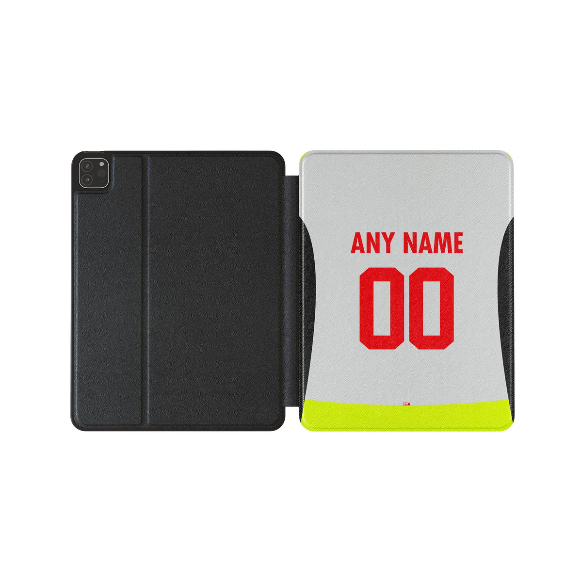iPad case with the Borussia Dortmund 2025-26 Away football shirt design by RIPA Football