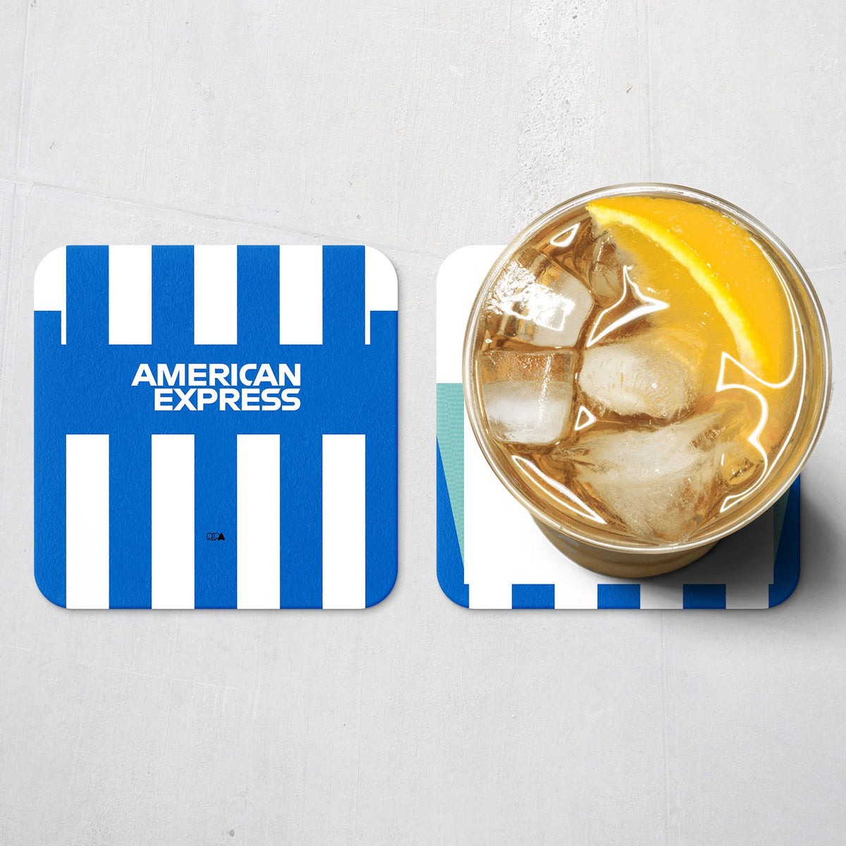 Coaster with the Brighton 2025-26 Home football shirt design by RIPA Football