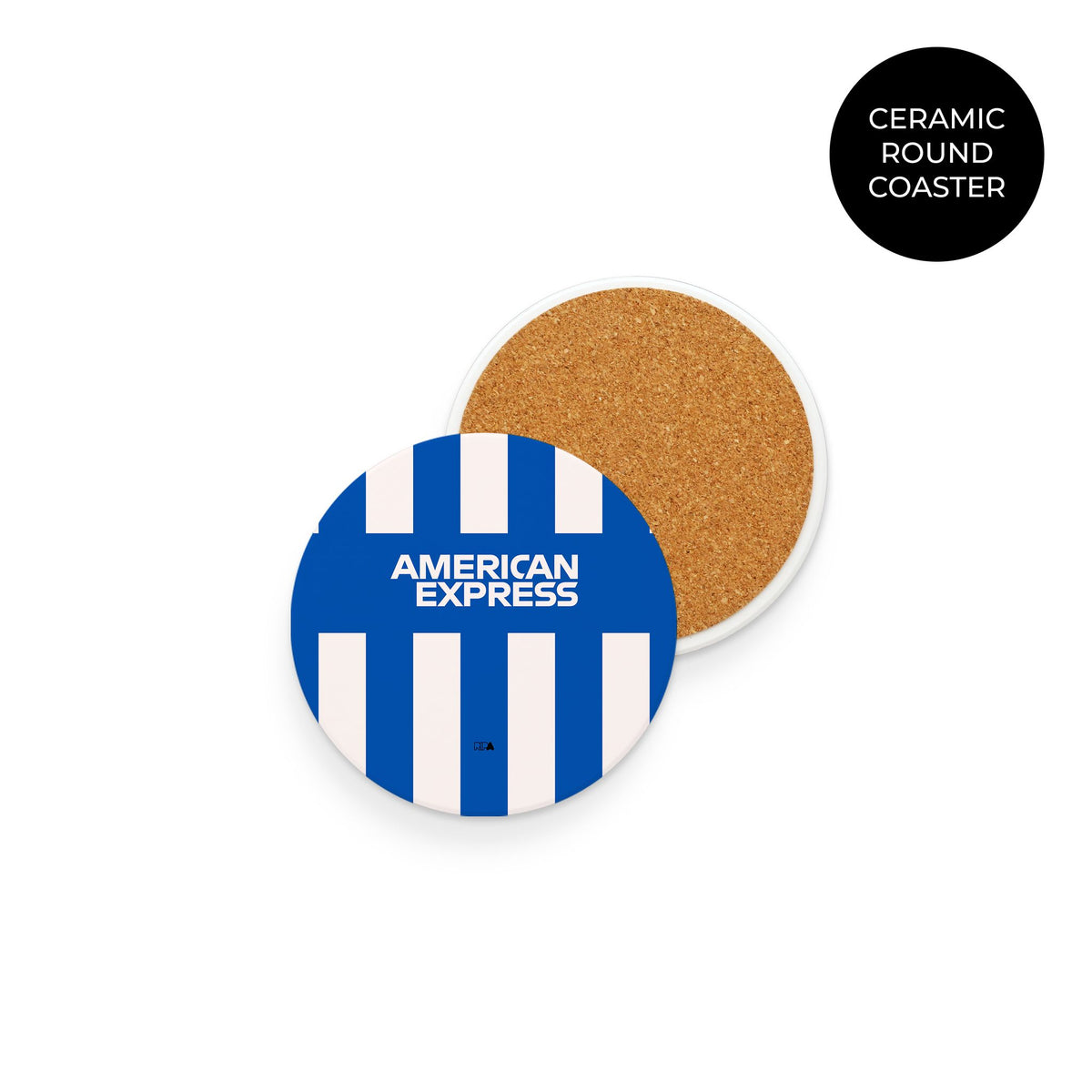 Coaster with the Brighton 2025-26 Home football shirt design by RIPA Football