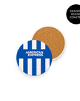 Coaster with the Brighton 2025-26 Home football shirt design by RIPA Football