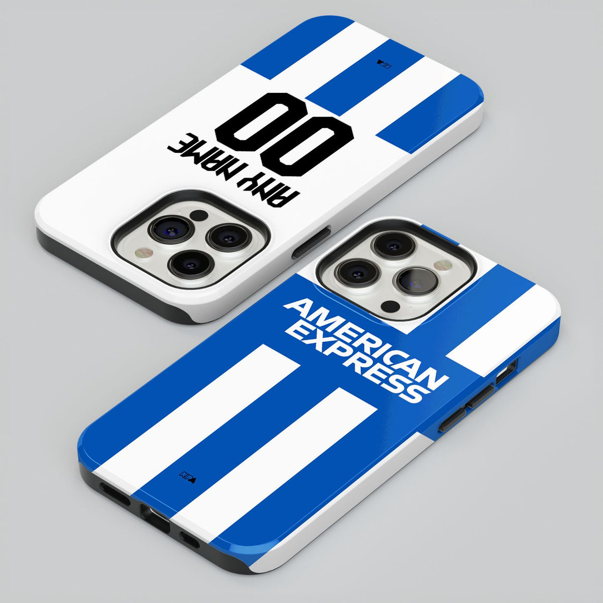Phone case with the Brighton 2025-26 Home football shirt design by RIPA Football