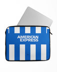 Laptop sleeve with the Brighton 2025-26 Home football shirt design by RIPA Football