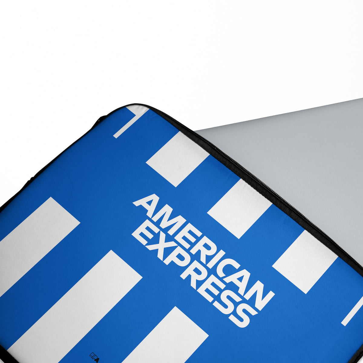 Laptop sleeve with the Brighton 2025-26 Home football shirt design by RIPA Football