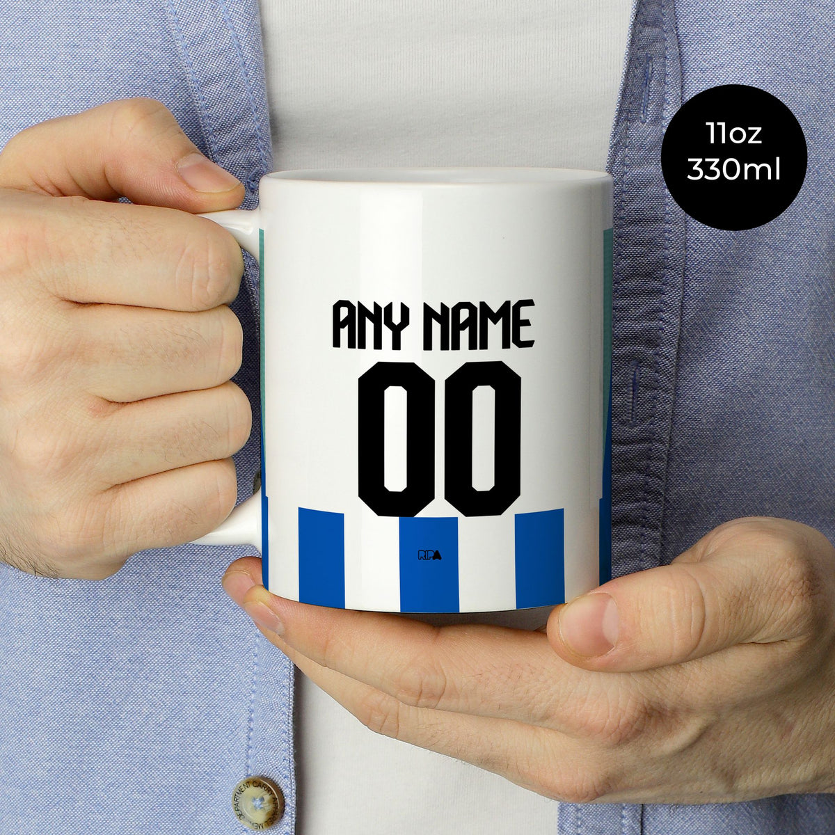 Mug with the Brighton 2025-26 Home football shirt design by RIPA Football