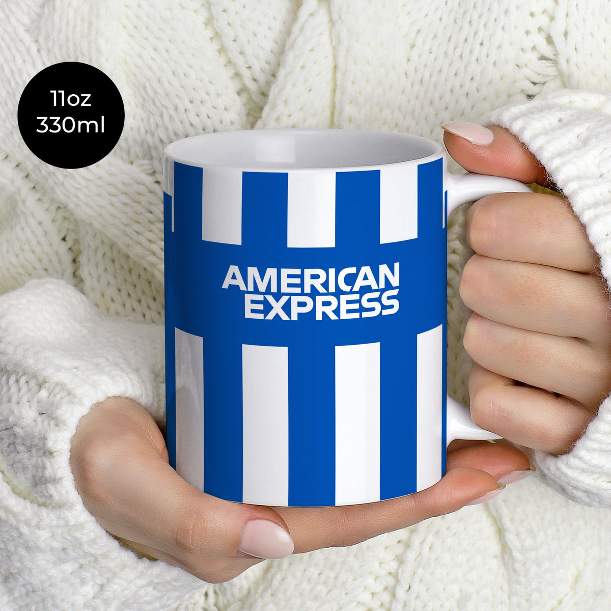 Mug with the Brighton 2025-26 Home football shirt design by RIPA Football