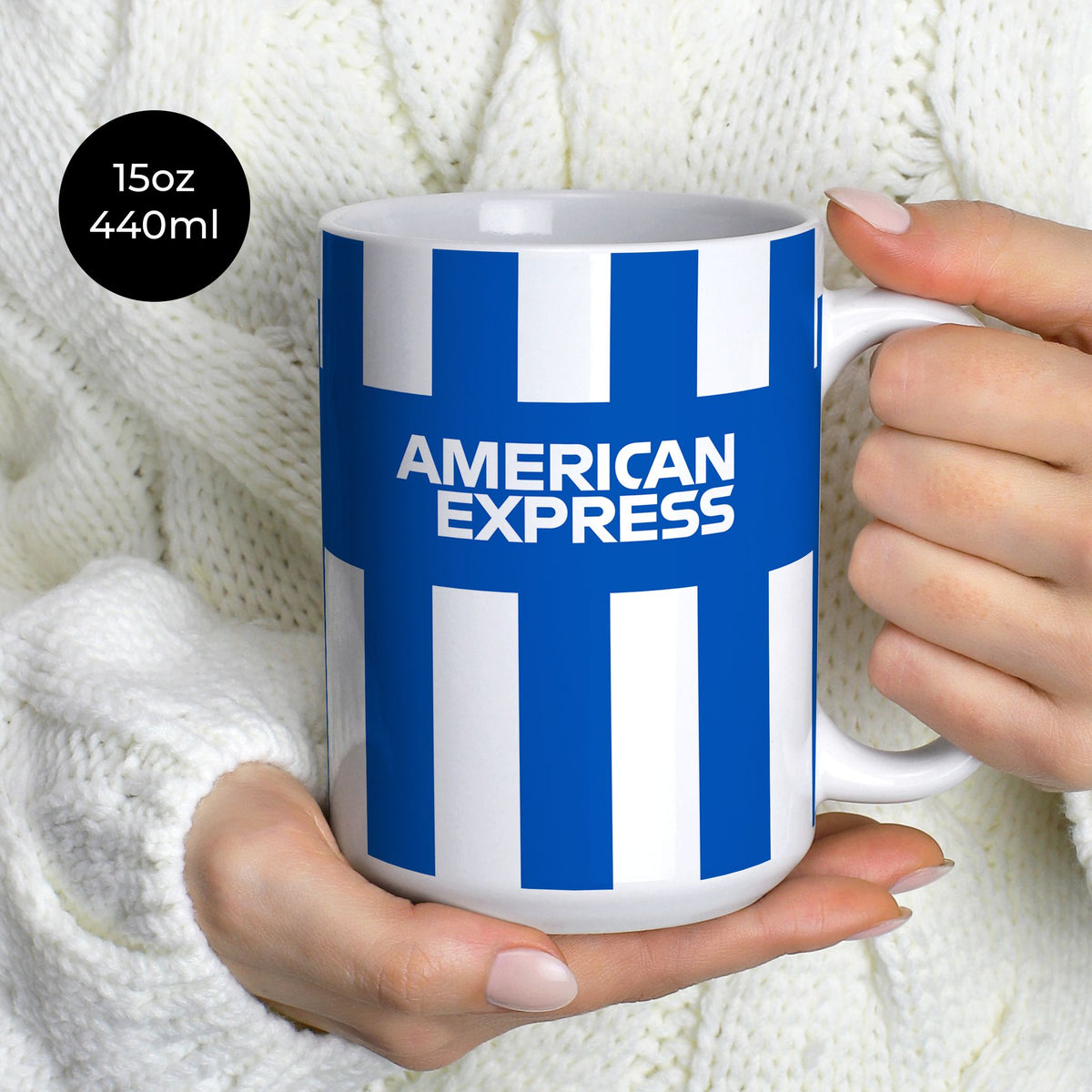 Mug with the Brighton 2025-26 Home football shirt design by RIPA Football