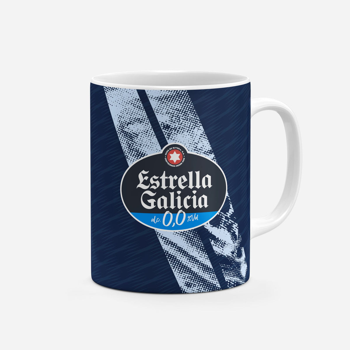 Mug with the Celta Vigo 2025-26 Away football shirt design by RIPA Football