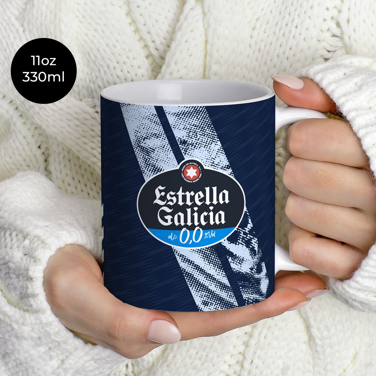 Mug with the Celta Vigo 2025-26 Away football shirt design by RIPA Football