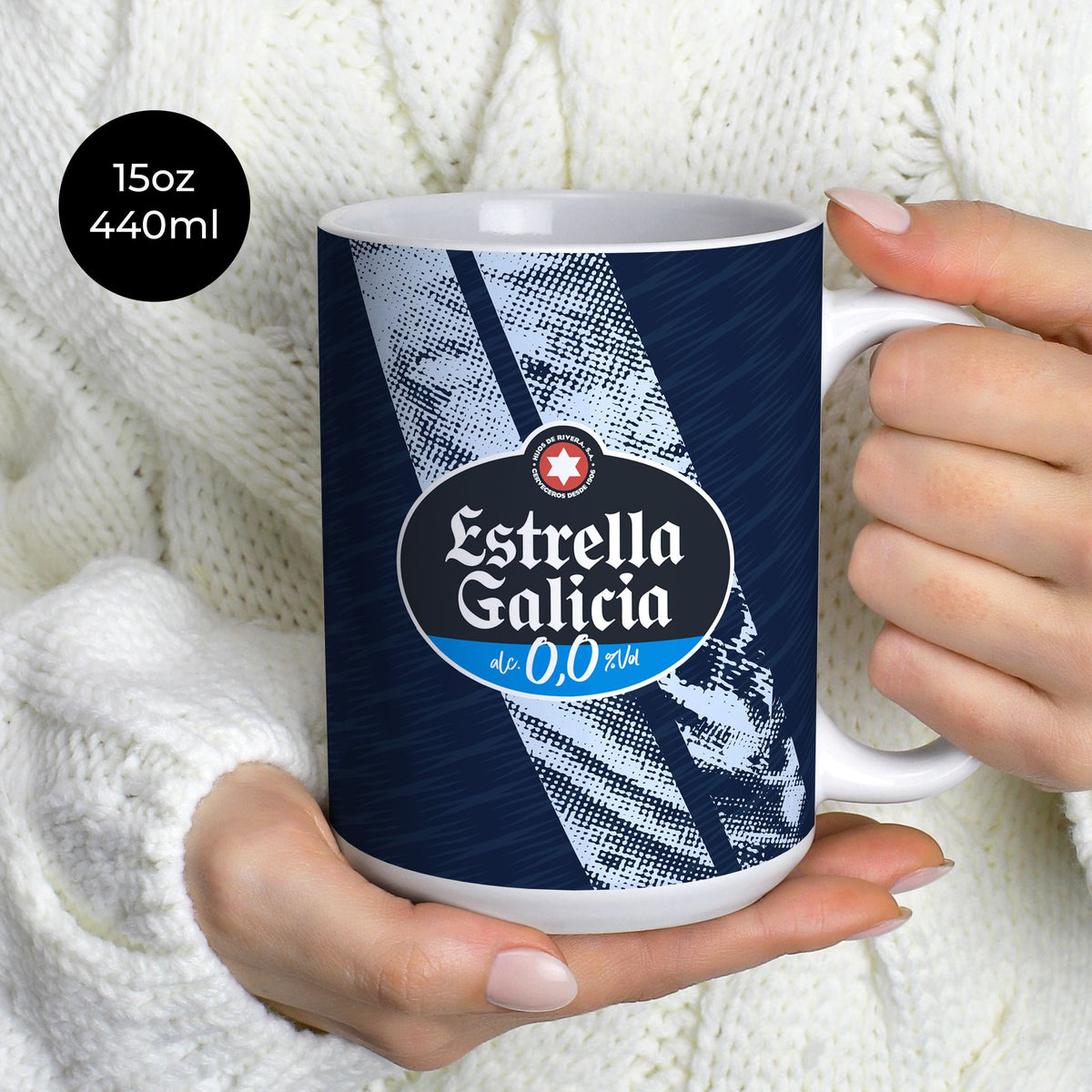 Mug with the Celta Vigo 2025-26 Away football shirt design by RIPA Football